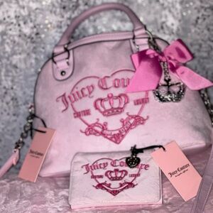 Juicy Couture Pink Girlie Royalty Purse and Wallet Set